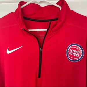 Nike | Detroit Pistons NBA 1/4 Zip Red Basketball Team Training Sweatshirt